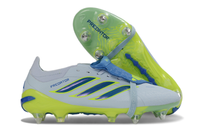 Men's Adidas Predator 26 Elite Fold-Over Tongue SG Football Boots - Blue/Electric Green/Light Blue