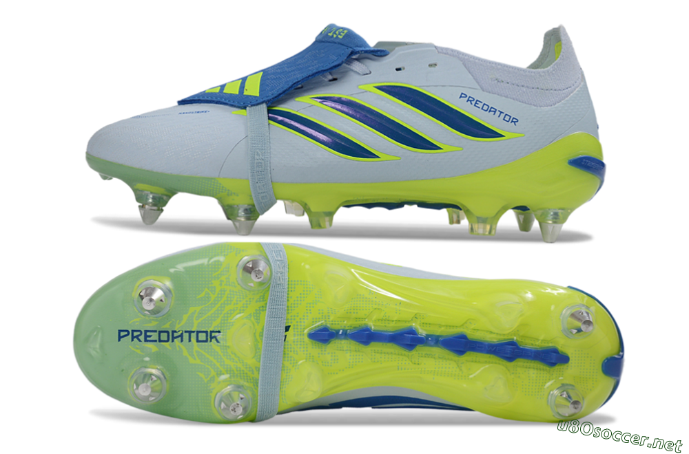 Men's Adidas Predator 26 Elite Fold-Over Tongue SG Football Boots - Blue/Electric Green/Light Blue 1