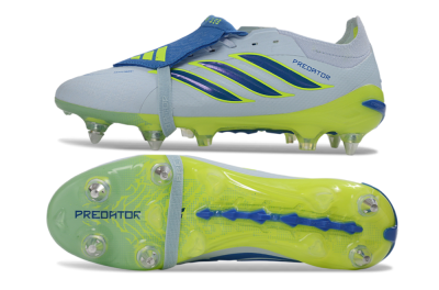 Men's Adidas Predator 26 Elite Fold-Over Tongue SG Football Boots - Blue/Electric Green/Light Blue