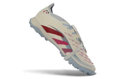 Men's Adidas Predator Gal 26 Elite Fold-Over Tongue TF Football Shoes - Ivory/Blush Pink/Light Blue