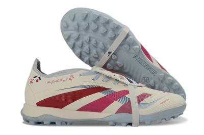 Men's Adidas Predator Gal 26 Elite Fold-Over Tongue TF Football Shoes - Ivory/Blush Pink/Light Blue