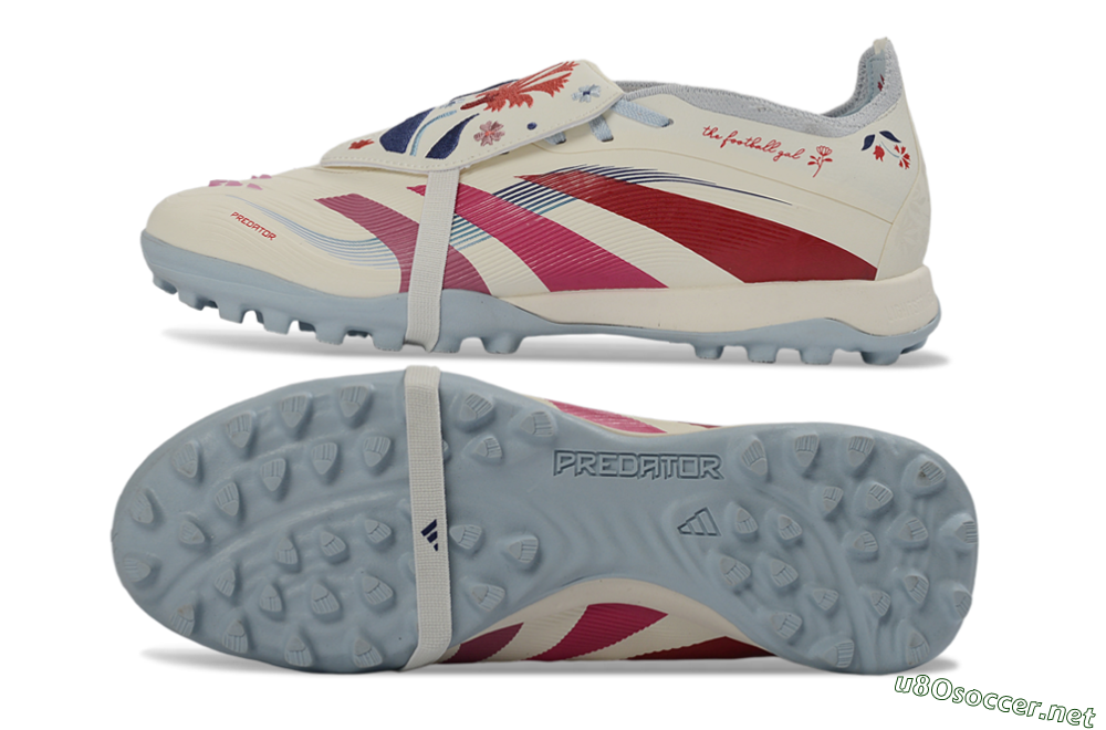 Men's Adidas Predator Gal 26 Elite Fold-Over Tongue TF Football Shoes - Ivory/Blush Pink/Light Blue 1