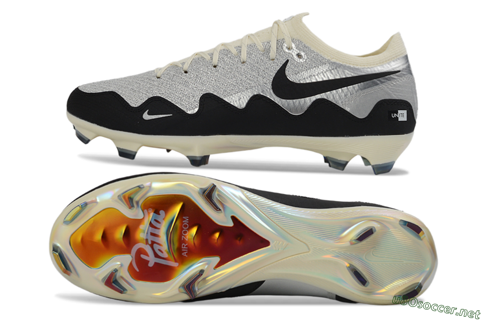 Unisex Patta x Nike Air Zoom Mercurial Vapor 16 Elite FG Football Boots - Black/Silver/White 1