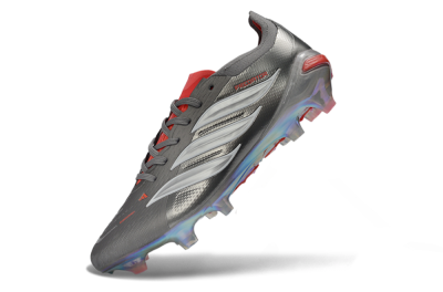 Men's Adidas Predator 26 Elite FG Football Boots - Gray/Fiery Red/Metallic Silver