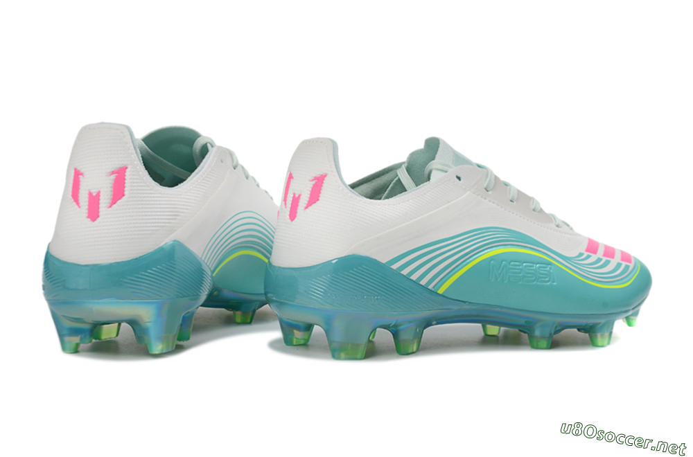 Unisex Messi x Adidas F50 Elite FG Football Boots - Aqua/Coral Twist/Neon Green 7