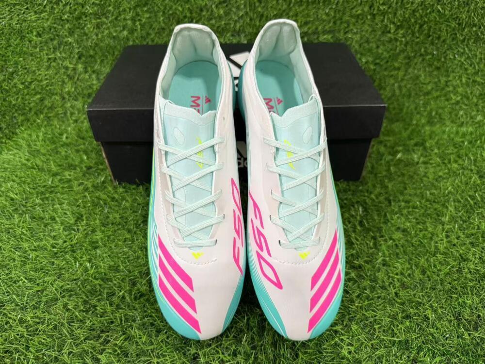Unisex Messi x Adidas F50 Elite FG Football Boots - Aqua/Coral Twist/Neon Green