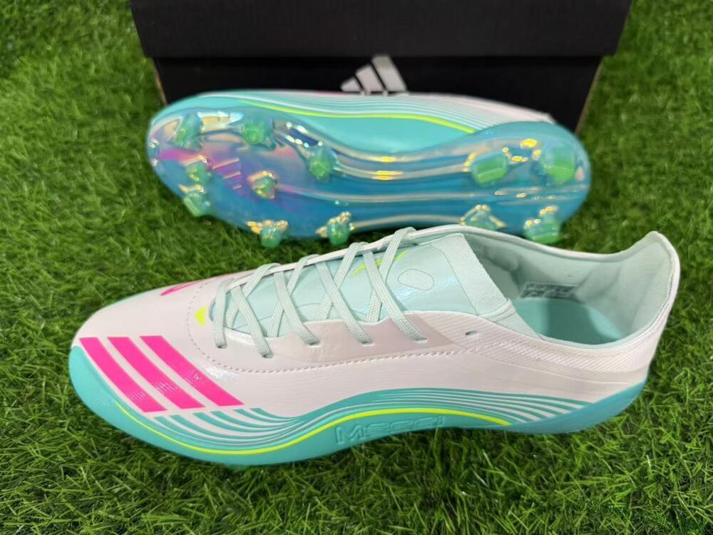 Unisex Messi x Adidas F50 Elite FG Football Boots - Aqua/Coral Twist/Neon Green