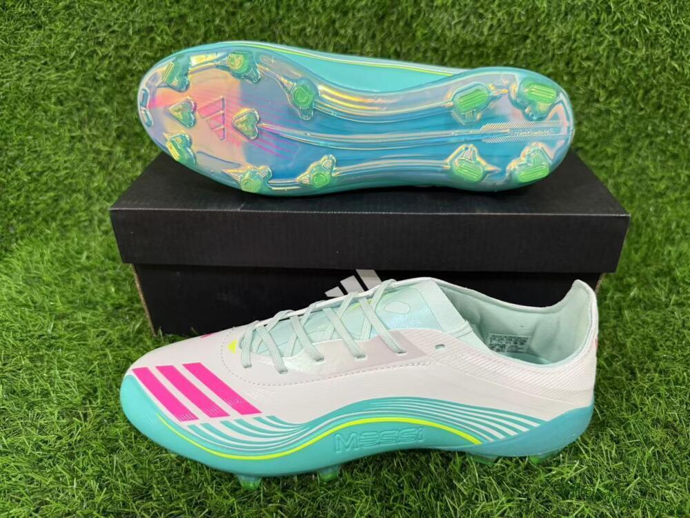 Unisex Messi x Adidas F50 Elite FG Football Boots - Aqua/Coral Twist/Neon Green
