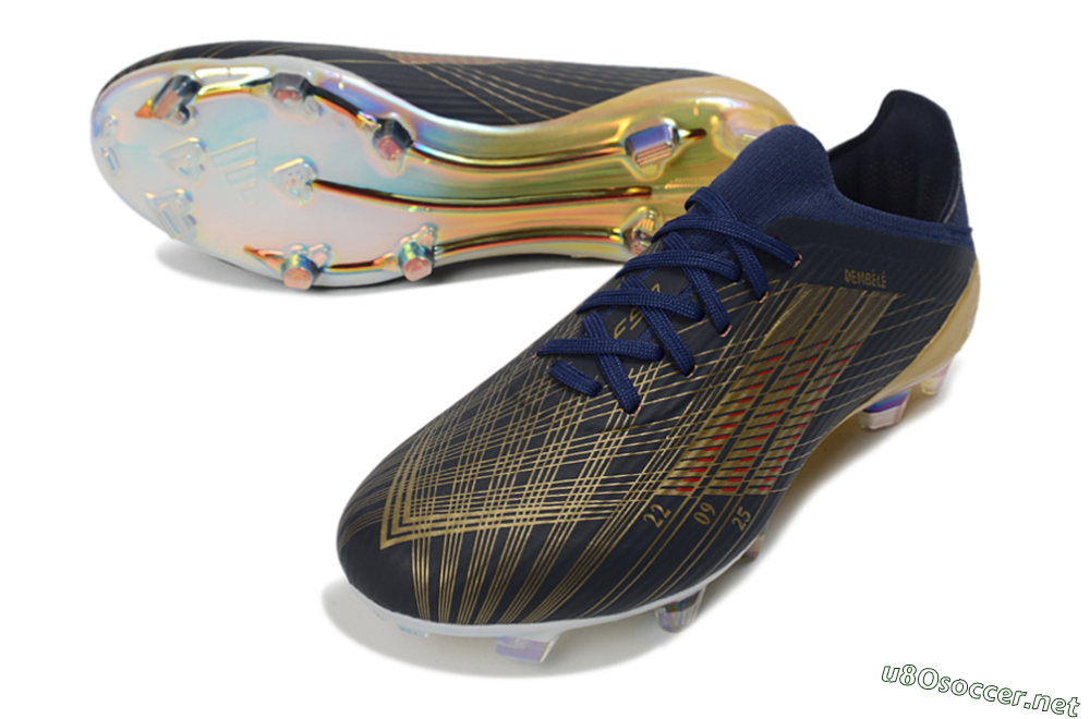 Unisex Dembélé x Adidas F50 Elite FG Football Boots - Navy/Champagne Gold/Light Prism 3