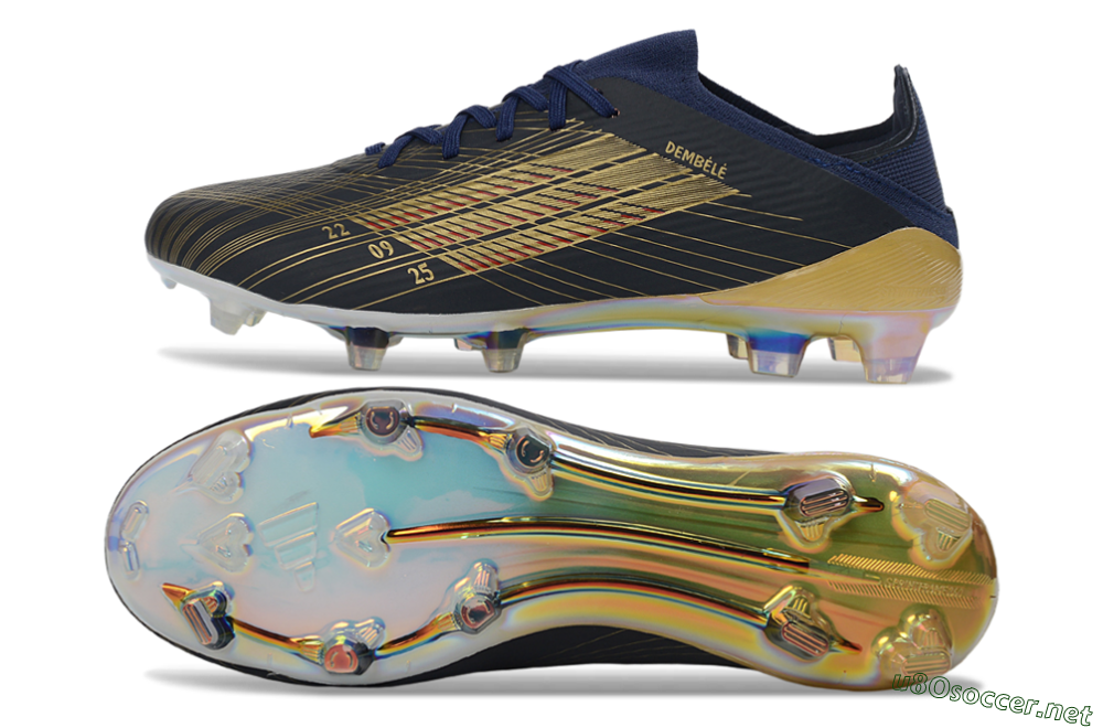 Unisex Dembélé x Adidas F50 Elite FG Football Boots - Navy/Champagne Gold/Light Prism 1