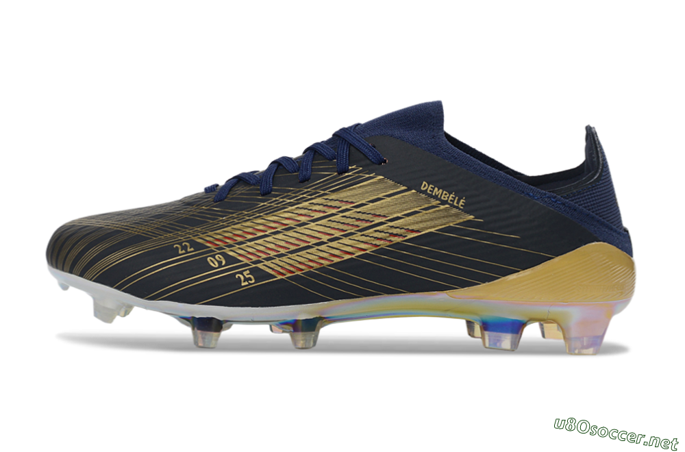 Unisex Dembélé x Adidas F50 Elite FG Football Boots - Navy/Champagne Gold/Light Prism 0