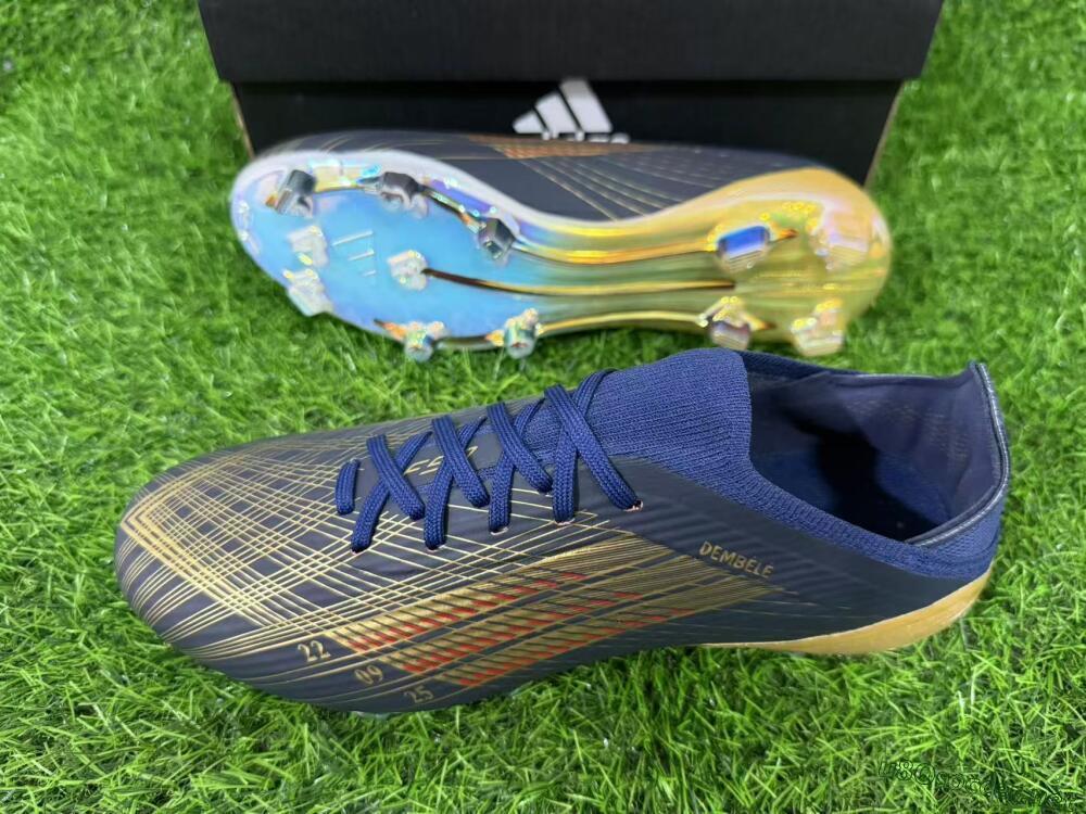 Unisex Dembélé x Adidas F50 Elite FG Football Boots - Navy/Champagne Gold/Light Prism