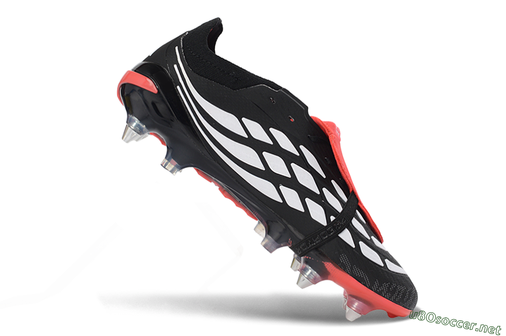 Men's Adidas Predator 26 Elite Fold-Over Tongue SG Football Boots - Black/Vibrant Red/Metallic Silver 4