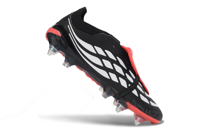 Men's Adidas Predator 26 Elite Fold-Over Tongue SG Football Boots - Black/Vibrant Red/Metallic Silver
