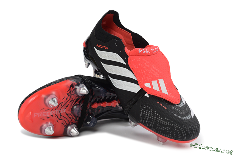 Men's Adidas Predator 26 Elite Fold-Over Tongue SG Football Boots - Black/Vibrant Red/Metallic Silver 3