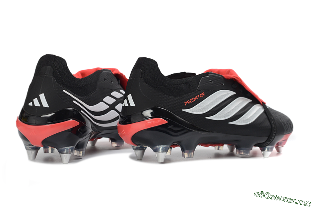 Men's Adidas Predator 26 Elite Fold-Over Tongue SG Football Boots - Black/Vibrant Red/Metallic Silver 6