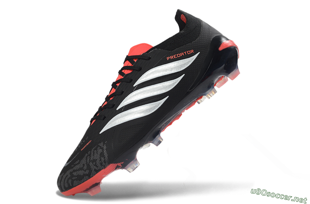 Unisex Adidas Predator 26 Elite FG Football Boots - Black/Fiery Red/Metallic Silver 4
