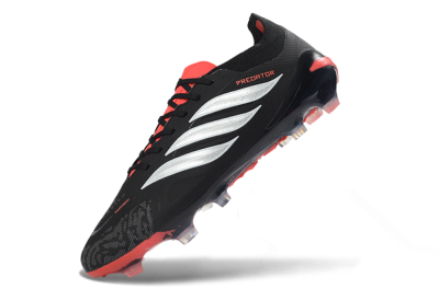 Unisex Adidas Predator 26 Elite FG Football Boots - Black/Fiery Red/Metallic Silver