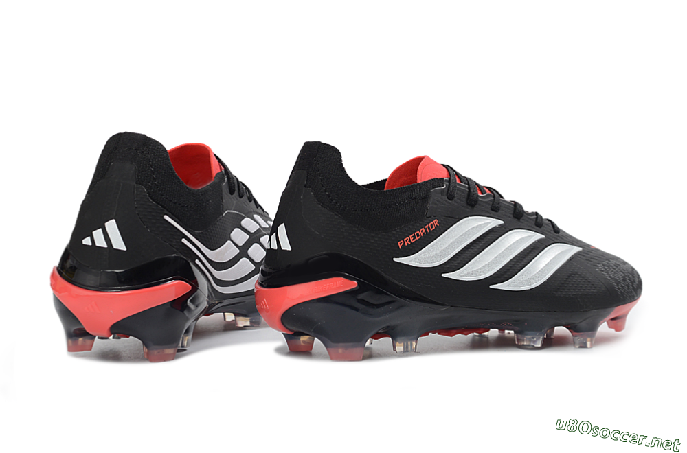 Unisex Adidas Predator 26 Elite FG Football Boots - Black/Fiery Red/Metallic Silver 5
