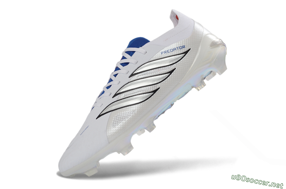 Unisex Adidas Predator 26 Elite FG Football Boots - White/Electric Blue/Silver 5