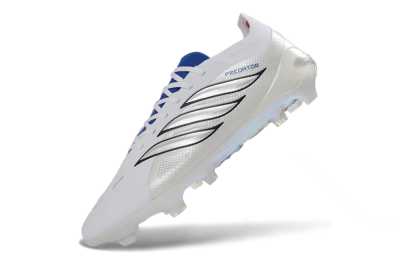 Unisex Adidas Predator 26 Elite FG Football Boots - White/Electric Blue/Silver