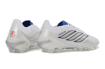 Unisex Adidas Predator 26 Elite FG Football Boots - White/Electric Blue/Silver