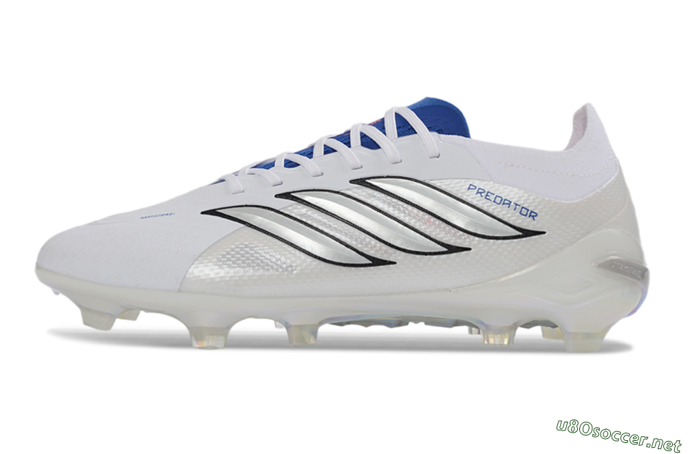 Unisex Adidas Predator 26 Elite FG Football Boots - White/Electric Blue/Silver 0