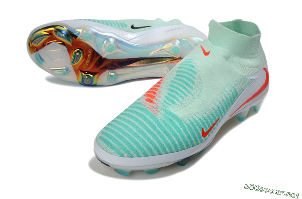 Unisex Nike Phantom 6 Elite High FG Football Boots - Aqua/Coral Burst/Luminous White 3