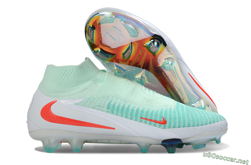 Unisex Nike Phantom 6 Elite High FG Football Boots - Aqua/Coral Burst/Luminous White 2