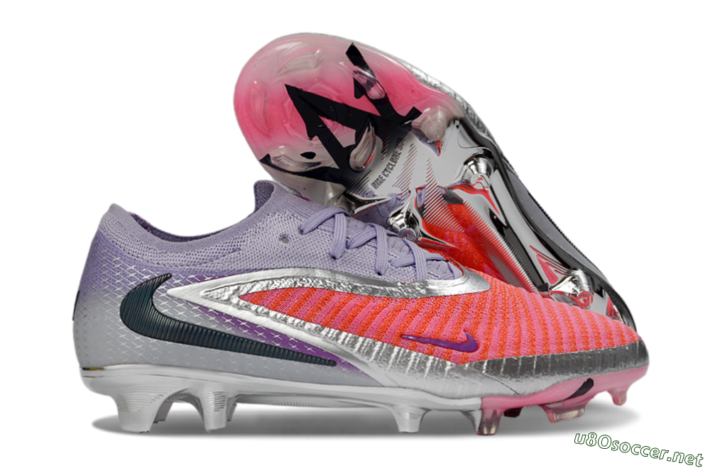 Unisex Nike Phantom 6 Elite Low FG Football Boots - Pink/Vibrant Coral/Metallic Silver 2