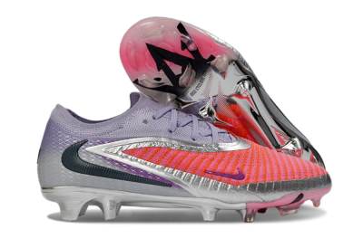 Unisex Nike Phantom 6 Elite Low FG Football Boots - Pink/Vibrant Coral/Metallic Silver