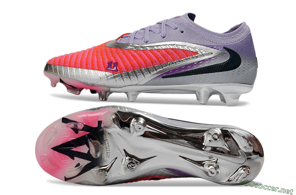 Unisex Nike Phantom 6 Elite Low FG Football Boots - Pink/Vibrant Coral/Metallic Silver 1