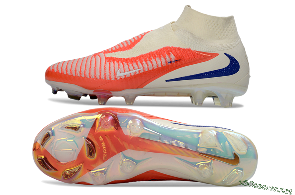 Unisex Nike Phantom 6 Elite High FG Football Boots - Orange/Bright Coral/Deep Blue 1