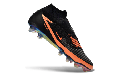 Unisex Nike Phantom 6 Elite High FG Football Boots - Black/Vibrant Orange/Rainbow Gradient