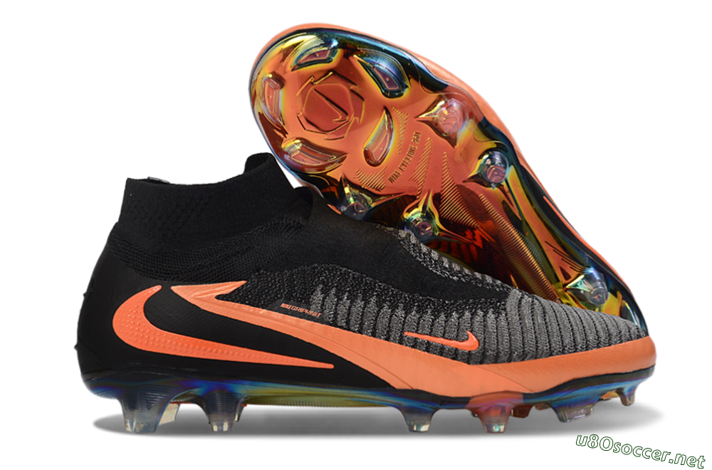 Unisex Nike Phantom 6 Elite High FG Football Boots - Black/Vibrant Orange/Rainbow Gradient 2