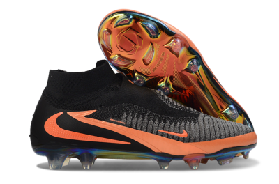 Unisex Nike Phantom 6 Elite High FG Football Boots - Black/Vibrant Orange/Rainbow Gradient