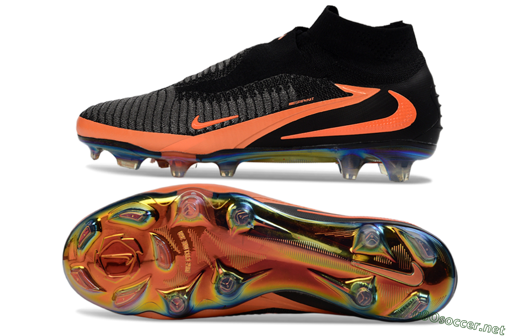 Unisex Nike Phantom 6 Elite High FG Football Boots - Black/Vibrant Orange/Rainbow Gradient 1