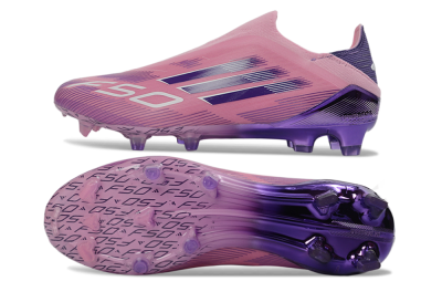 Men's Adidas F50 Elite Laceless FG Football Boots - Pink/Lavender Mist/Purple Haze