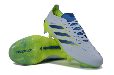 Unisex Adidas Predator 26 Elite FG Football Boots - Gray/Electric Green/Navy Blue
