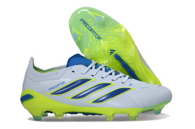Unisex Adidas Predator 26 Elite FG Football Boots - Gray/Electric Green/Navy Blue