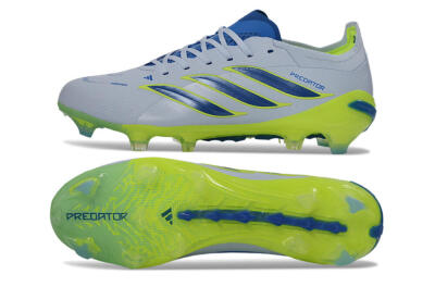 Unisex Adidas Predator 26 Elite FG Football Boots - Gray/Electric Green/Navy Blue