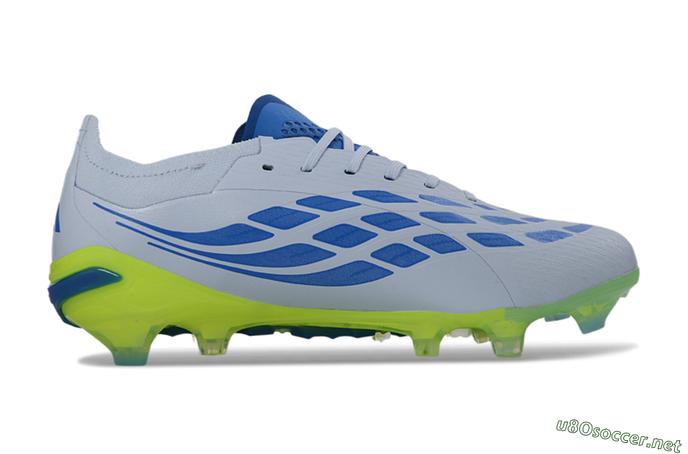 Unisex Adidas Predator 26 Elite FG Football Boots - Gray/Electric Green/Navy Blue 7