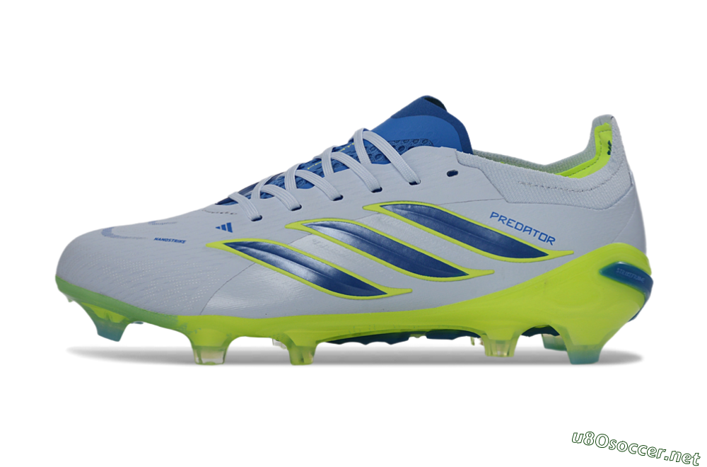 Unisex Adidas Predator 26 Elite FG Football Boots - Gray/Electric Green/Navy Blue 0