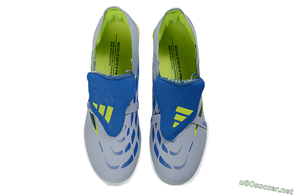 Unisex Adidas Predator 26 Elite Fold-Over Tongue FG Football Boots - Gray/Vibrant Blue/Bright Lime 4