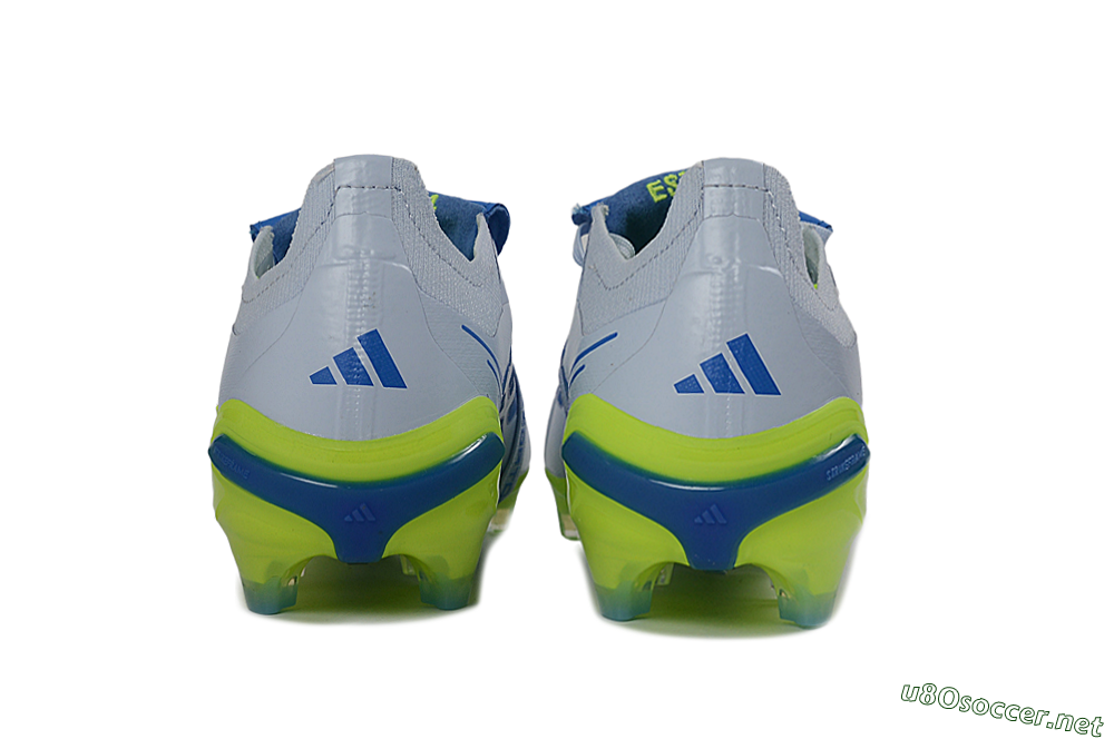 Unisex Adidas Predator 26 Elite Fold-Over Tongue FG Football Boots - Gray/Vibrant Blue/Bright Lime 5