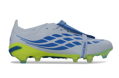 Unisex Adidas Predator 26 Elite Fold-Over Tongue FG Football Boots - Gray/Vibrant Blue/Bright Lime
