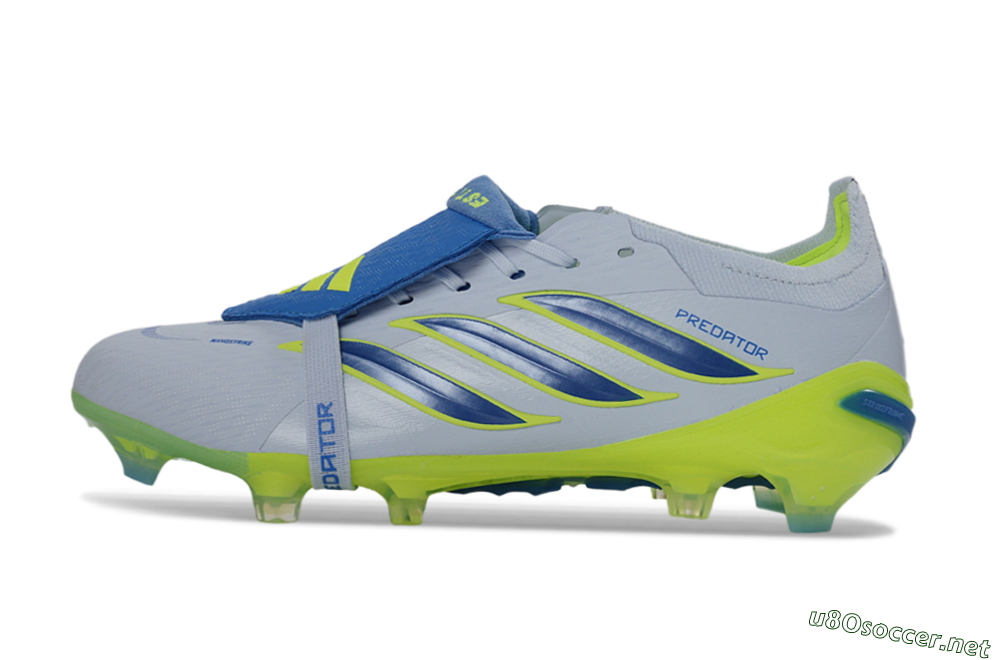 Unisex Adidas Predator 26 Elite Fold-Over Tongue FG Football Boots - Gray/Vibrant Blue/Bright Lime 0