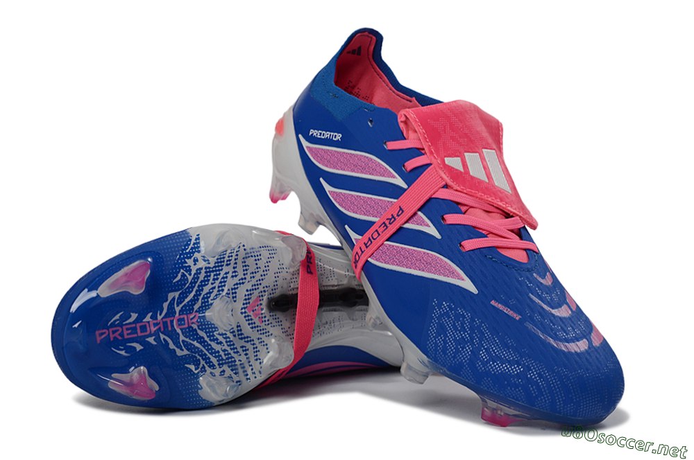 Unisex Adidas Predator 26 Elite Fold-Over Tongue FG Football Boots - Blue/Neon Pink/Sky Blue 3
