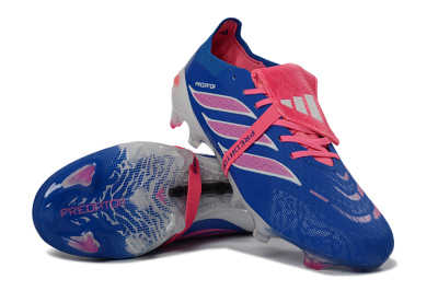 Unisex Adidas Predator 26 Elite Fold-Over Tongue FG Football Boots - Blue/Neon Pink/Sky Blue