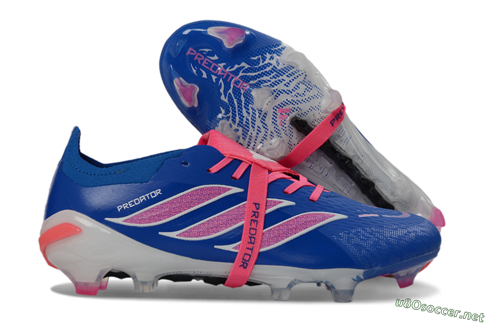 Unisex Adidas Predator 26 Elite Fold-Over Tongue FG Football Boots - Blue/Neon Pink/Sky Blue 2